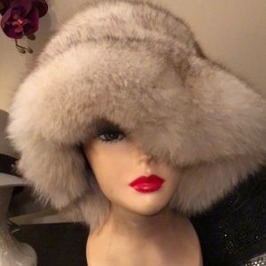 Blue fox fur hat